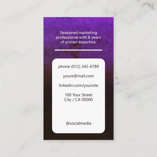 Classic Job Seeker Klassische Minimalistische Dunk Visitenkarte (Rückseite)