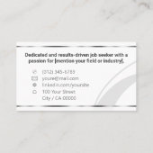 Classic Job Seeker Minimal Elegant Schlicht Visitenkarte (Rückseite)