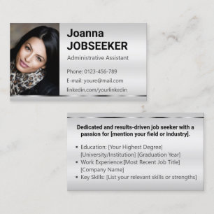 Classic Job Seeker Minimal Ombre Elegant Gray Visitenkarte