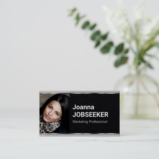 Classic Job Seeker Minimal Schlicht Schwarz Visitenkarte (Stehend Vorderseite)