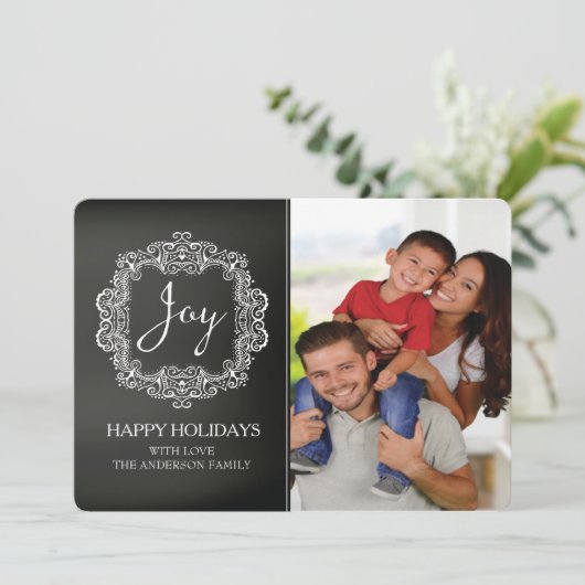 Classic Joy Weihnachtsfotokarte Feiertagskarte (Stehend Vorderseite)