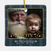 Classic Kariert Baby's First Christmas Foto Keramikornament (Vorderseite)