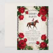 Classic Kentucky Derby Party Invitation Red Roses  Einladung (Vorne/Hinten)