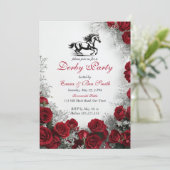 Classic Kentucky Derby Party Invitation Red Roses Einladung (Stehend Vorderseite)