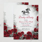 Classic Kentucky Derby Party Invitation Red Roses Einladung (Vorne/Hinten)