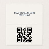 Classic Key QR Code Navy Real Estate Agent Visitenkarten (Innenseite Aufgefaltet)