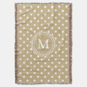 Classic Khaki und White Polka Dot Monogramm Decke