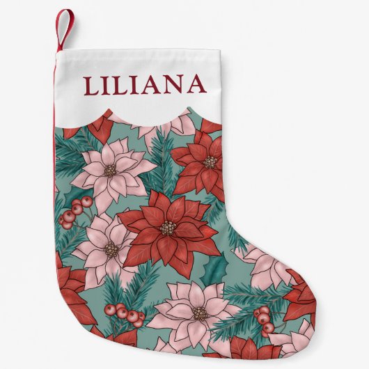 Classic Kids Holiday Poinsettia Blume Weihnachten Kleiner Weihnachtsstrumpf (Vorderseite)