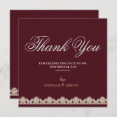 Classic Lace Minimalistisch Burgundy Dankeschön Ca (Vorne/Hinten)