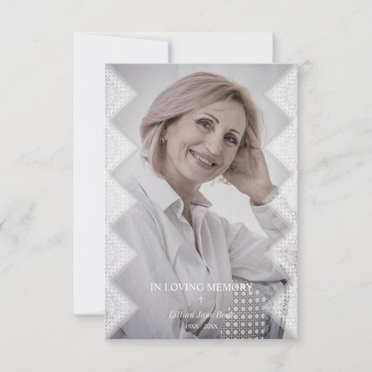Classic Lace Photo Funeral Service Loved Ones Mitteilungskarte (Vorderseite)