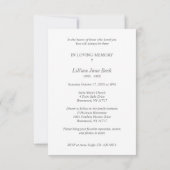 Classic Lace Photo Funeral Service Loved Ones Mitteilungskarte (Rückseite)