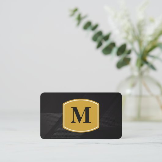 Classic Large Monogram / Black with Lines Visitenkarte (Stehend Vorderseite)