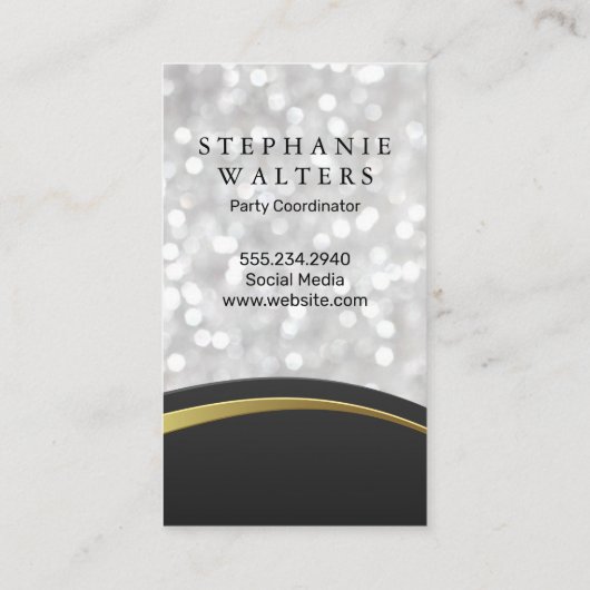 Classic Large Monogram | Bokeh | Wellendesign Visitenkarte (Rückseite)