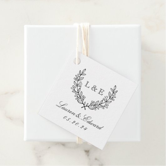 Classic Laurel Wedding Initial Monogram Geschenkanhänger (Beispiel)