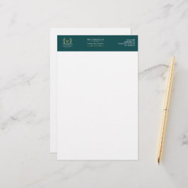 Classic Laurel Wreath Aquamarin Gold Monogram Briefpapier