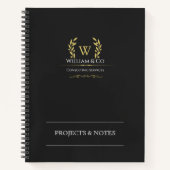 Classic Laurel Wreath Black Gold Monogram Notizblock (Vorderseite)