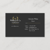 Classic Laurel Wreath Black Gold Monogram Visitenkarte (Rückseite)