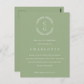 Classic Laurel Wreath Bridal Dusche Einladung Postkarte (Vorne/Hinten)