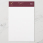 Classic Laurel Wreath Burgundy Gold Monogram Briefpapier (Vorderseite)