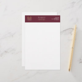Classic Laurel Wreath Burgundy Gold Monogram Briefpapier