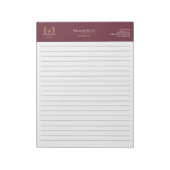 Classic Laurel Wreath Burgundy Gold Monogram Notizblock (Rotiert)