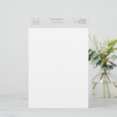 Classic Laurel Wreath Gray Gold Monogram Briefpapier (Stehend Vorderseite)