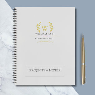 Classic Laurel Wreath Gray Gold Monogram Notizblock