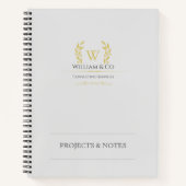 Classic Laurel Wreath Gray Gold Monogram Notizblock (Vorderseite)