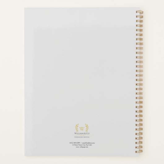 Classic Laurel Wreath Gray Gold Monogram Planer (Rückseite)