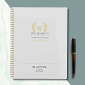 Classic Laurel Wreath Gray Gold Monogram Planer