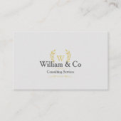 Classic Laurel Wreath Gray Gold Monogram Visitenkarte (Vorderseite)