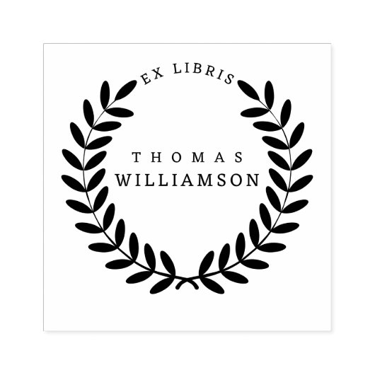Classic Laurel Wreath Individuelle Name Ex Libris Gummistempel (Prägung)