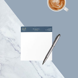 Classic Laurel Wreath Navy Blue Gold Monogram Notizblock