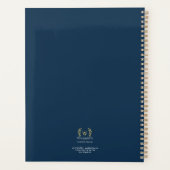 Classic Laurel Wreath Navy Blue Gold Monogram Planer (Rückseite)
