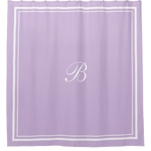 Classic Lavender Border Script Monogram Letter Duschvorhang (Vorderseite)