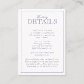 Classic Lavender Calligraphy Monogram Wedding Begleitkarte (Rückseite)