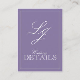 Classic Lavender Calligraphy Monogram Wedding Begleitkarte