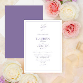 Classic Lavender Calligraphy Monogram Wedding Einladung