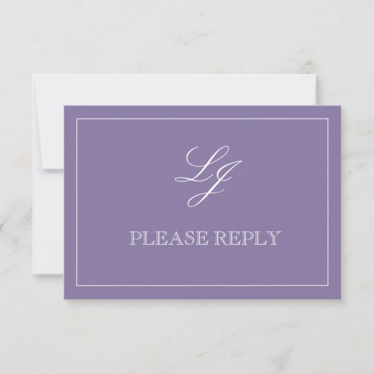 Classic Lavender Calligraphy Monogram Wedding RSVP Karte (Vorderseite)
