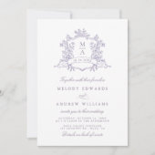 Classic Lavender Floral Crest Wedding All in One Einladung (Vorderseite)