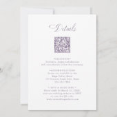 Classic Lavender Floral Crest Wedding All in One Einladung (Rückseite)