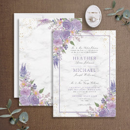 Classic Lavender Lilac Marble Gold Floral Wedding Einladung