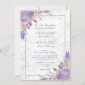 Classic Lavender Lilac Marble Gold Floral Wedding Einladung (Vorderseite)