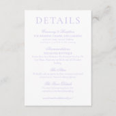 Classic Lavender Minimalist Wedding Details Begleitkarte (Vorderseite)