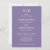 Classic Lavender Monogram Foto Wedding Einladung (Vorderseite)