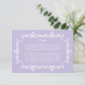 Classic Lavender Purple Ornately Framed Wedding Begleitkarte (Stehend Vorderseite)