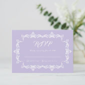 Classic Lavender Purple Ornately Framed Wedding RSVP Karte (Stehend Vorderseite)