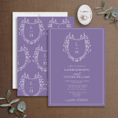 Classic Lavender Wildblume Monogram Wappen Wedding Einladung