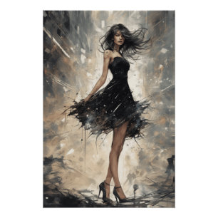 Classic LBD Digital Zeichnend KI-Kleid Poster