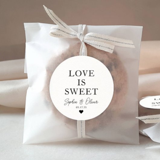Classic LIEBE IST SWEET Heart Wedding Names Bevorz Runder Aufkleber